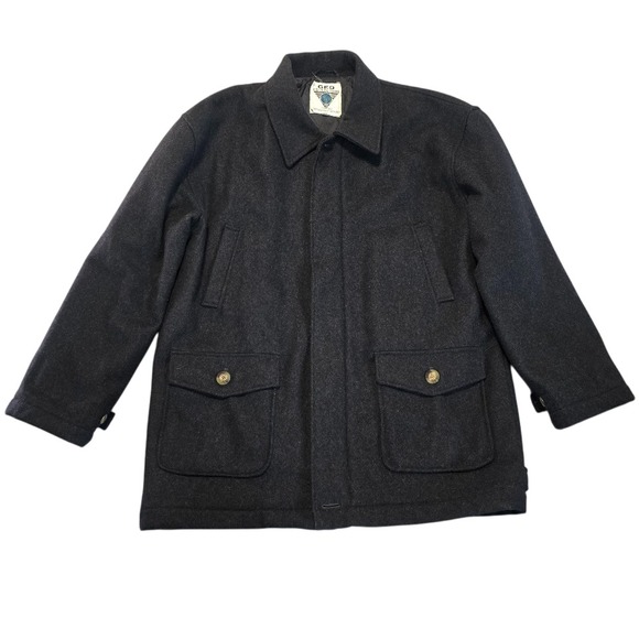GG Collection Other - Geo Collection Mens Charcoal‎ Wool Blend Coat L Heavy Winter Professional Classy